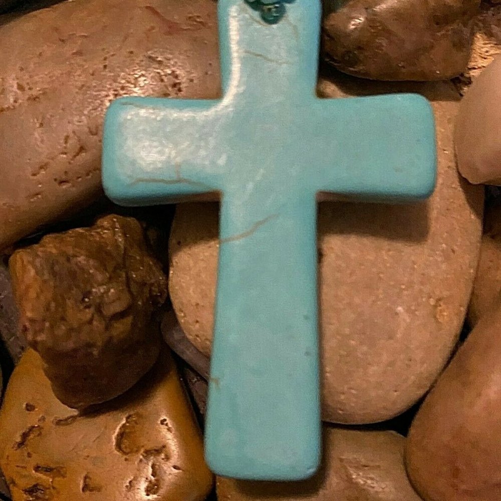 Beaded Christmas Western Turquoise Cross Seed Bead Necklace Earring - Picture 4 of 11